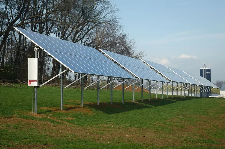 Ground-mounted solar array.
