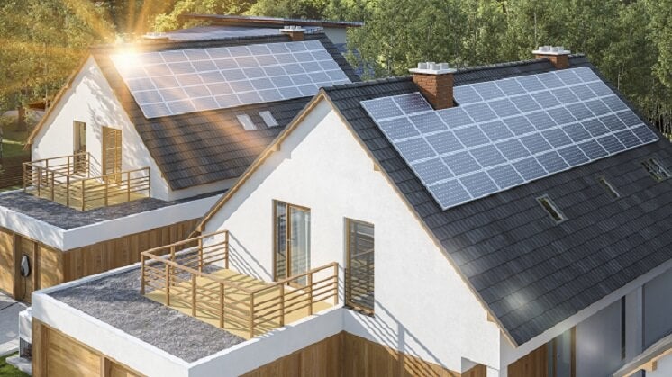 Home with solar panels on it
