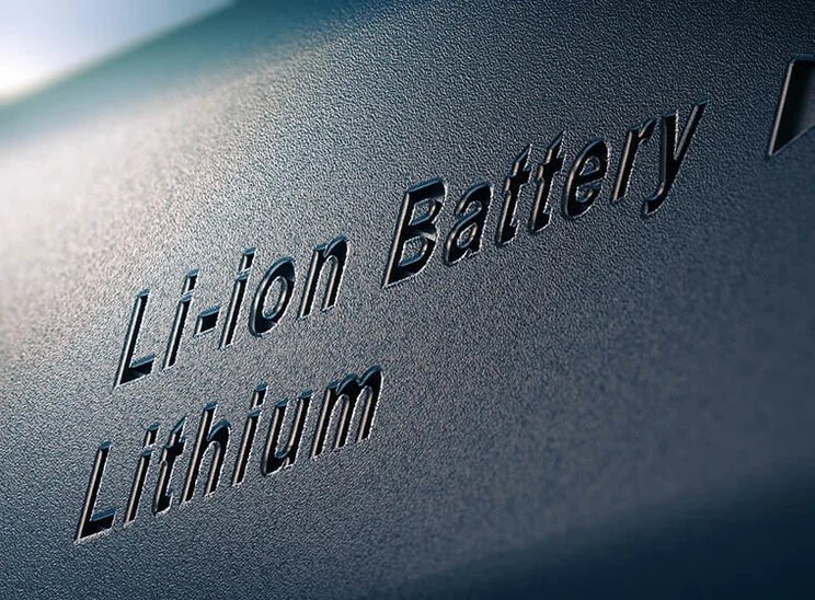 Close up of a lithium-ion rechargeable battery