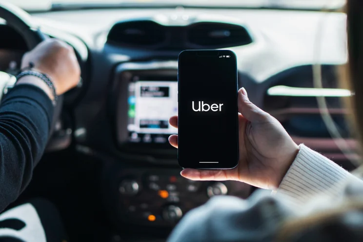 Uber app in an Uber