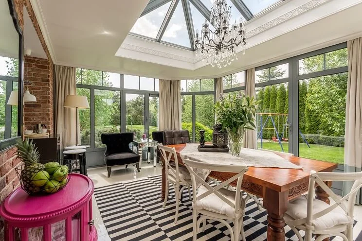 Conservatory dining room in UK house