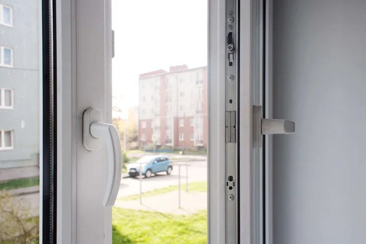 Open white plastic window