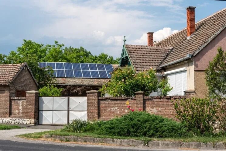 solar panels on a cottage roof