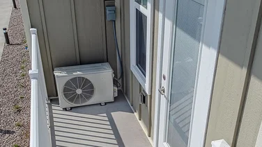 Heat pump on a balcony.