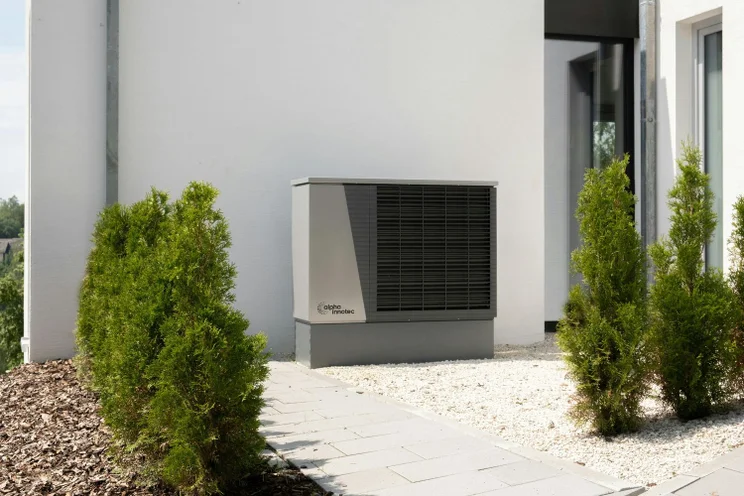 A heat pump outside a house