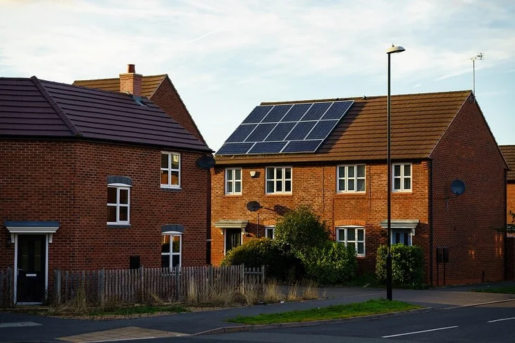 Solar panels on a home in the UK